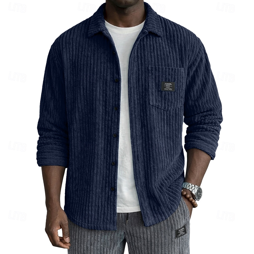 Herr Skjorta Casual skjorta Manchesterskjorta Knapp upp skjorta Svart Vit Vinröd Marinblå Khaki grön Långärmad Slät Tröjkrage Ledigt Dagligen Framficka Kläder Elegant Mode Ledigt 2026 - $26.99 –P4