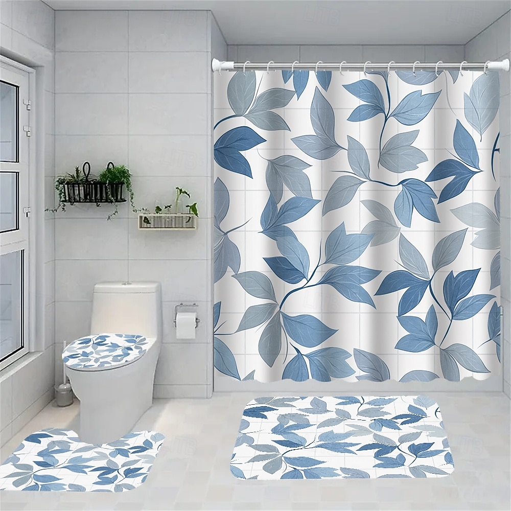 Modern Creative Bathroom Shower Curtain and Bath Mat Set, Polyester Waterproof, Mildew Resistant, Quick Dry, Non Slip, Easy to Clean, Home Bathroom Decor 2026 - $55.99 –P8