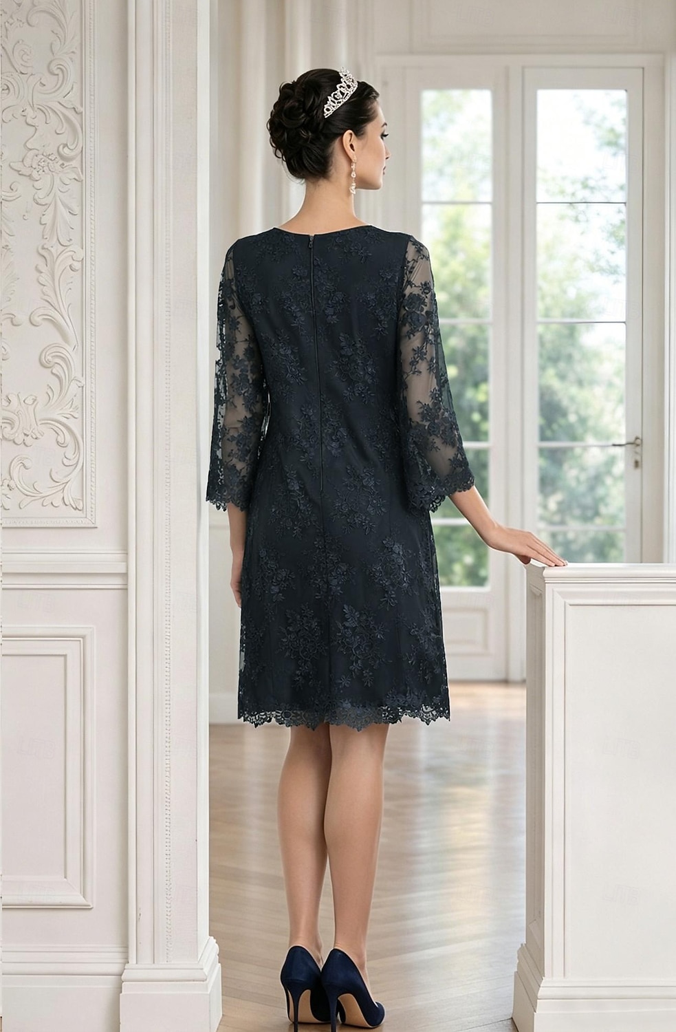 Åtsmitande Kort mini Festklänning Cocktail klänning Bröllopsgästklänning Klänning till brudens mor 3/4 ärm Prydd med juveler Elegant Bröllopsgäst Bröllopsfest Spets Tyll med Applikationsbroderi 2026 - $172.99 –P3