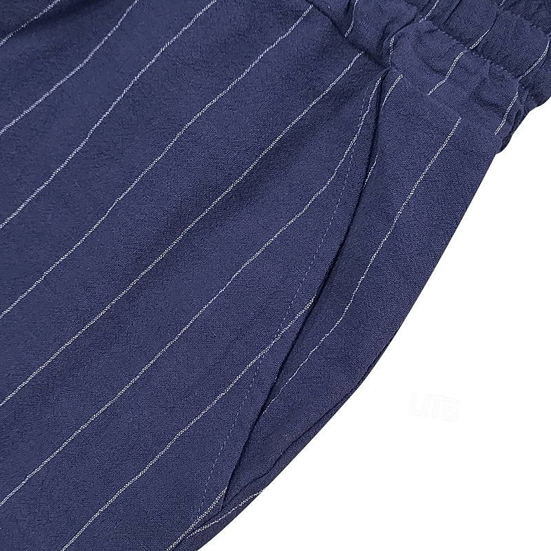 Men Linen Shirt 2 Piece Shirt Set And Shorts Linen Shorts Beach Shorts Set Vertical Stripes Casual Daily Outdoor Turndown Short Sleeve Summer Fashion Casual Comfortable Clothing Apparel 2026 - $32.99 –P7