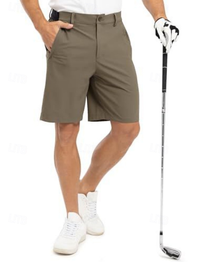 Voor heren Geklede korte broek Bedrijf Casual korte broek Golfshorts Zak Elastische taille Effen kleur Comfort Sneldrogend Knielengte Casual Buiten liiketoiminta Modieus Streetwear Zwart Marineblauw 2026 - SAR 111 –P10