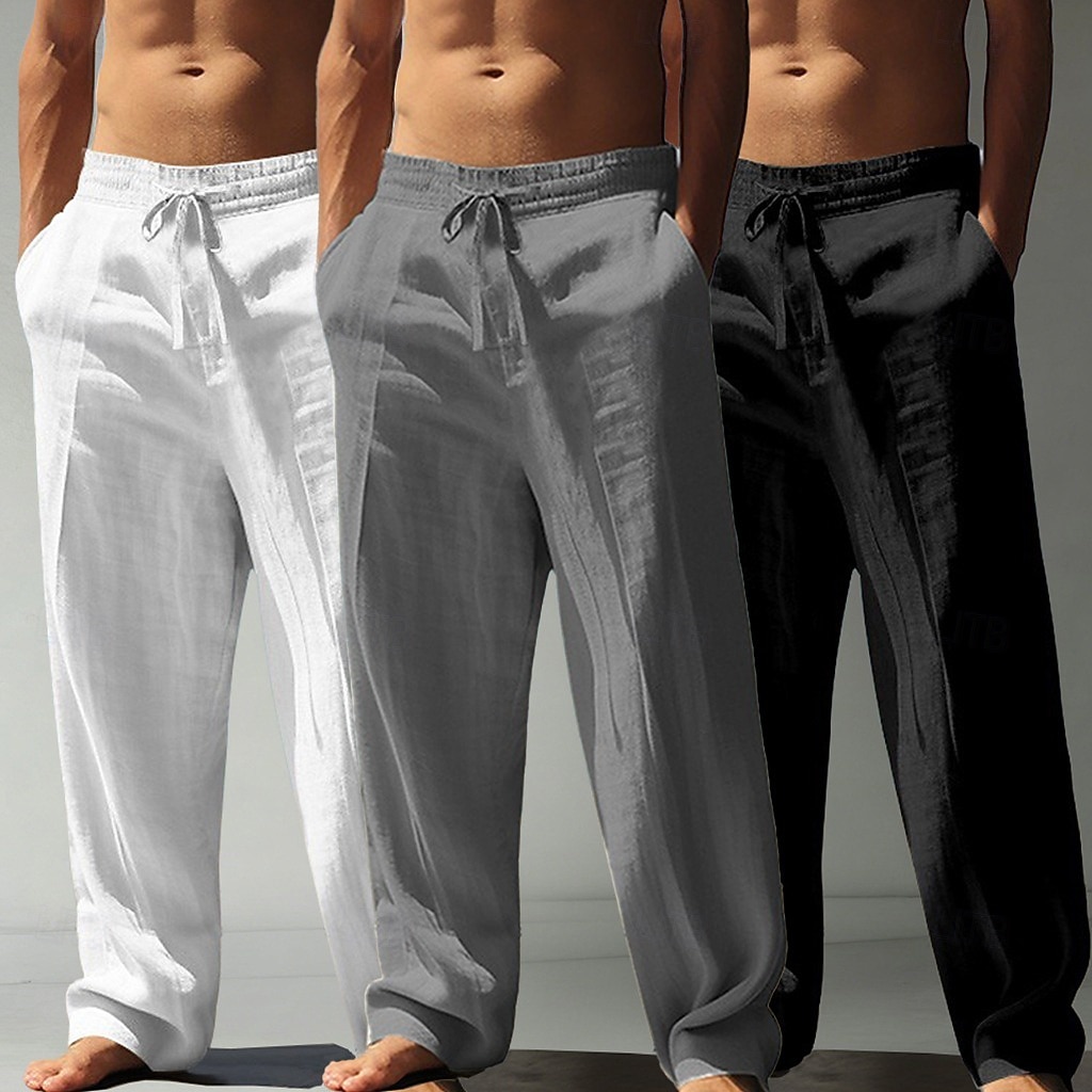 Per uomo Pantaloni di Lino Pantaloni Pantaloni Estivi Pantaloni Larghi Pantaloni da Spiaggia Coulisse Elastico in vita Gamba Dritta Tinta unica Leggero Traspirante Lunghezza intera Casuale Quotidiano del 2026 a $49.99 –P8