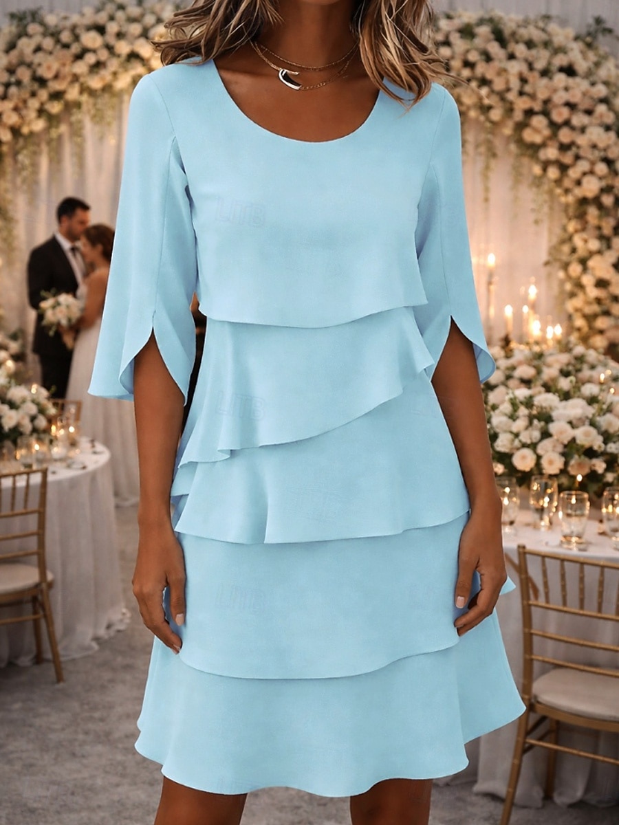 Mulheres Azul Preto Rosa Verão Primavera Outono Minivestido Vestido A Line Vestido plissado Férias Formal Vestidos Semi-Formais Diário Escritório Casamento Normal Gola Redonda de 2026 por $26.99 –P1