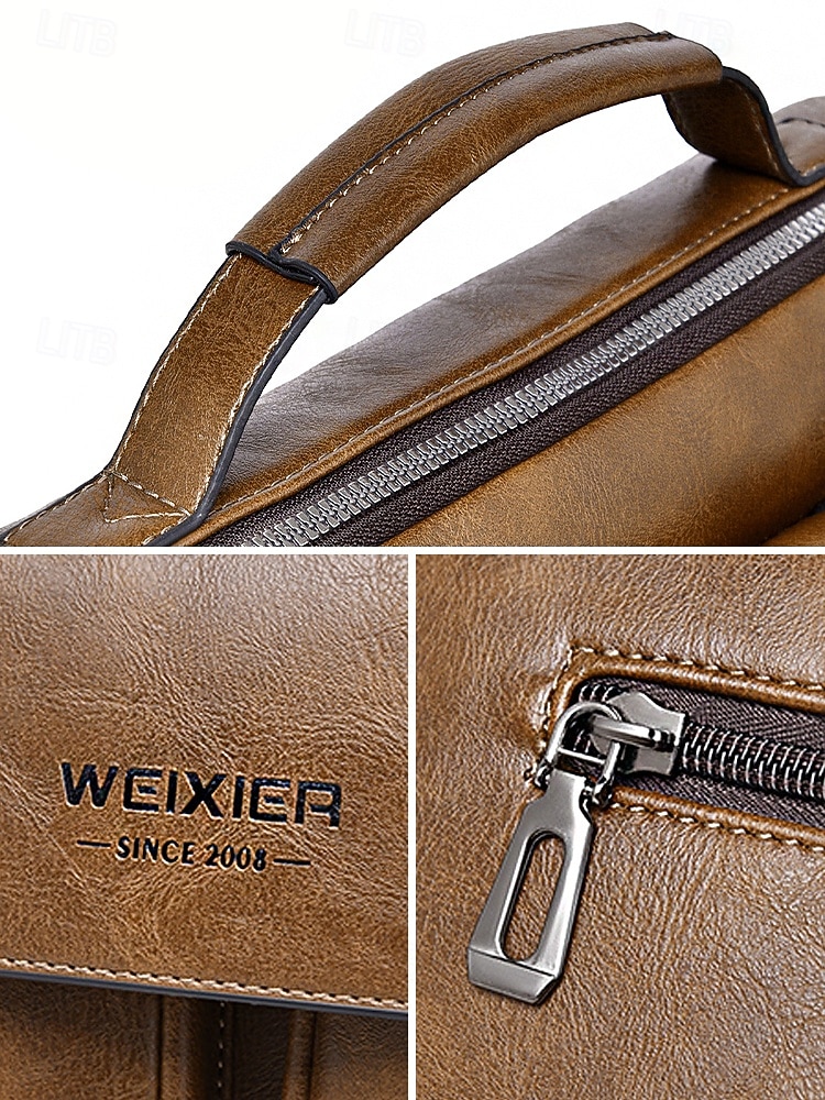 Borsa a tracolla da uomo in similpelle, borsa a mano multi-scomparto di grande capacità con tracolla regolabile, borsa da viaggio elegante e casual per il lavoro e gli spostamenti quotidiani. del 2026 a $19.99 –P11