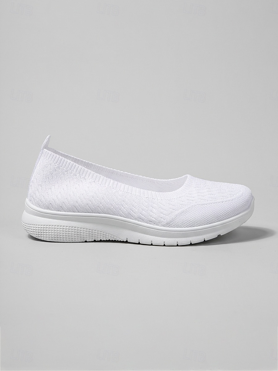 Women's White Lightweight Slip-On Walking Shoes – Breathable Knit Comfort Sneakers for Travel, Cruise Wear and Casual Use 2026 - $24.99 –P6