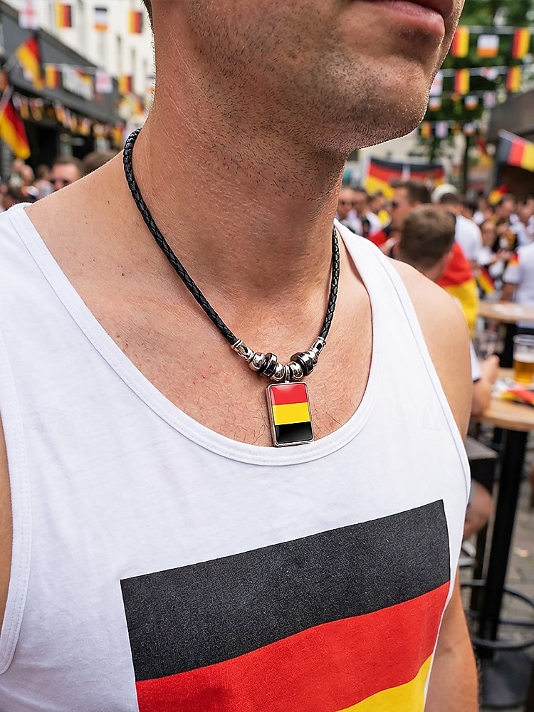 Herren-Legierung &Acryl-Halskette mit Anhängern in Nationalflaggen-Optik, verschiedene Ländermotive, lässiger Boho-Stil, perfekt für Fußballfans, Spieltage und Outdoor-Aktivitäten. &Alltagskleidung 2026 - $7.99 –P3