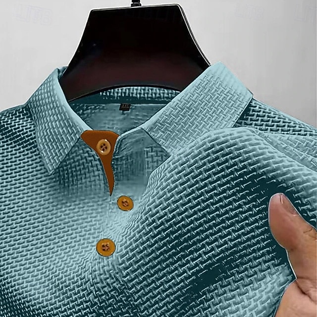 Homme Polo en seersucker Ice Silk Texturé Occasionnel Fête Classique Manche Courte Mode Basique Uni Boutons Refroidissement Été Printemps Bleu Noir Blanche bleu marine Gris Polo en seersucker Ice Silk de 2026 ? $24.99 –P5
