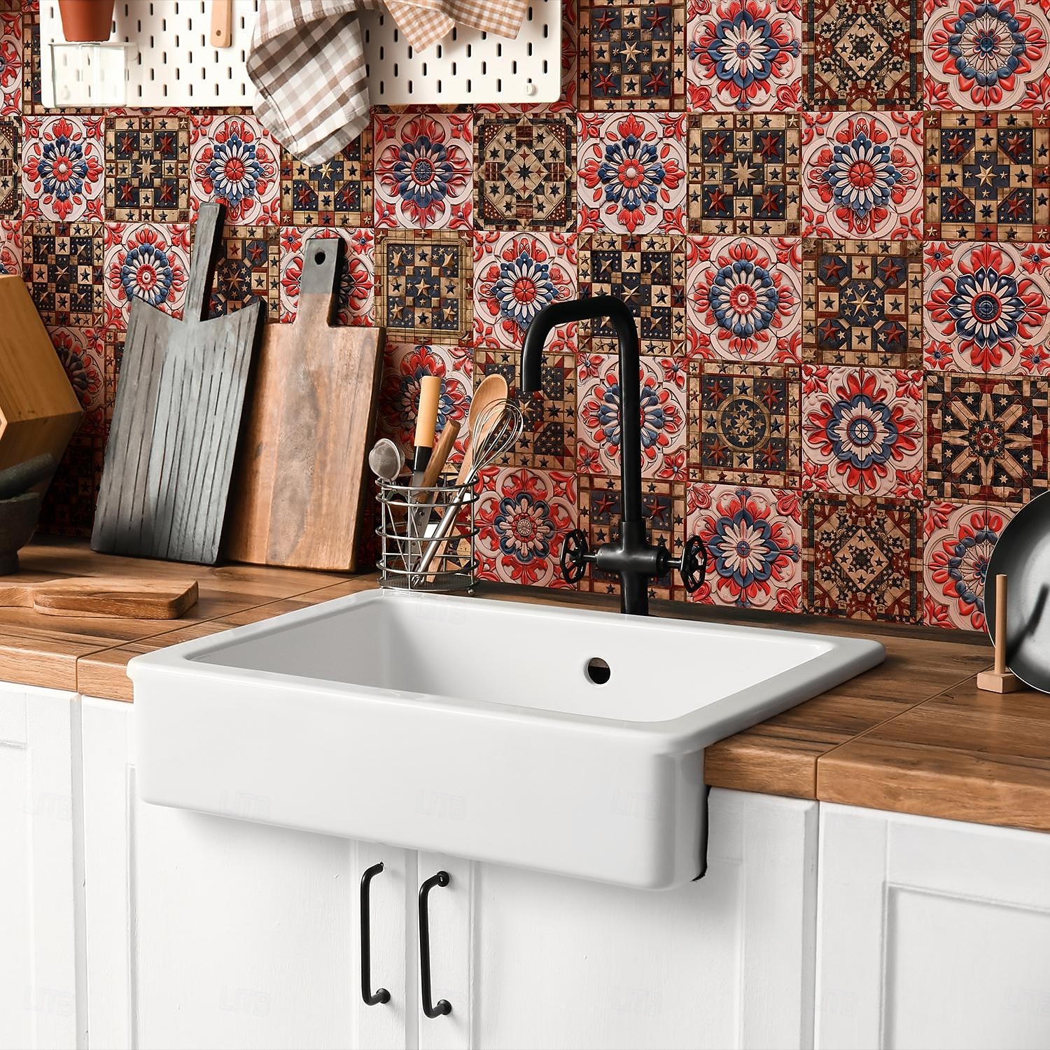 24PCS Peel and Stick Tile Stickers, Moroccan Pattern PVC Wall Decals, Self-Adhesive Removable Wallpaper for Renters, for Bedroom Bathroom Cabinet, Easy Installation 2026 - $15.49 –P12