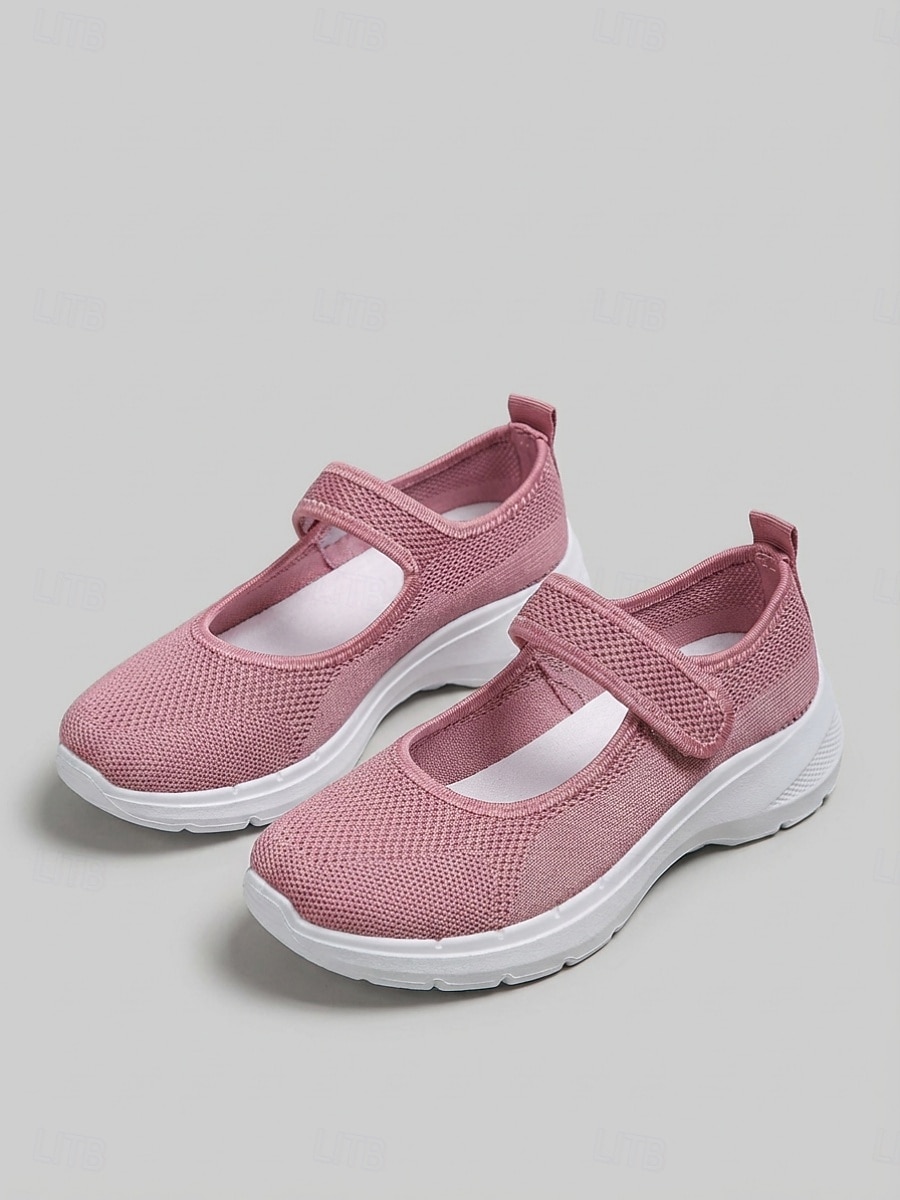 Zapatillas deportivas rosas de punto estilo Mary Jane para mujer, con correa ajustable, calzado cómodo y transpirable para uso diario, para caminar y para todo el día. 2026 - $19.99 –P4