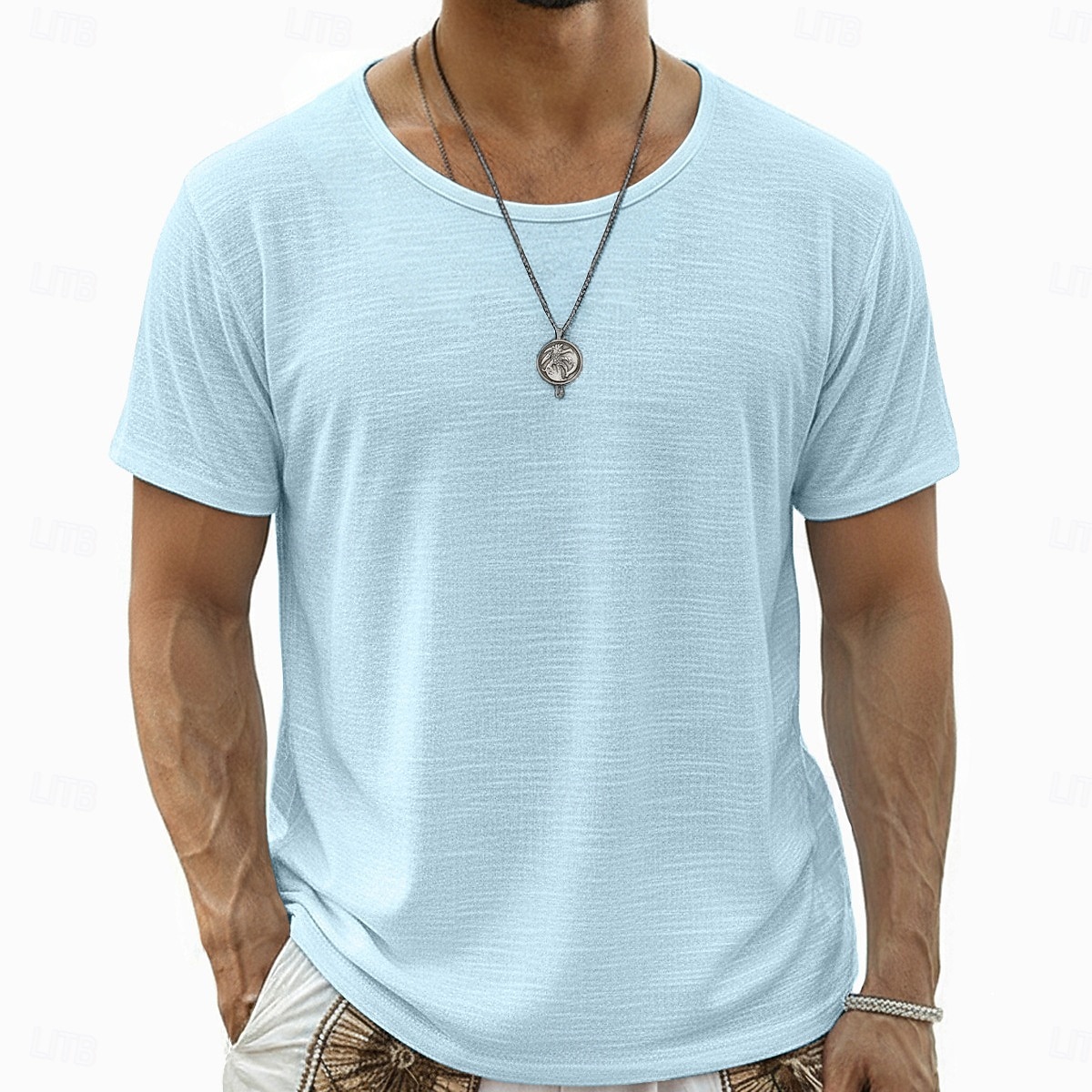 Bărbați Tee Top Tricou din in Manșon scurt În V Vară Culoare solidă Simplu Modă Designer De Bază De Bază Moale Casual Vacanță Stradă Albastru Deschis Alb Negru Top tricou pentru bărbați 2026 - $20.99 –P8