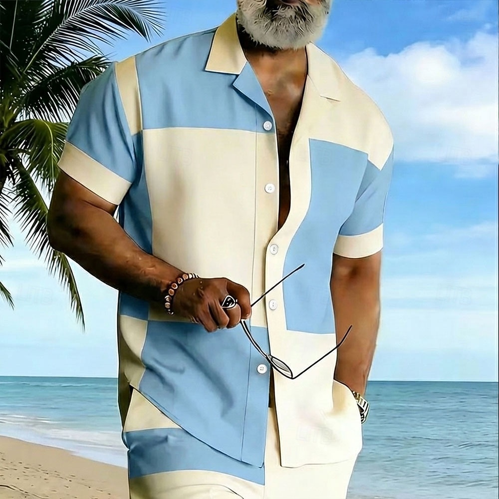 Per uomo Geometrico Blocco di colori Patchwork Camicia Camicia con Bottoni Camicia con collo camp Manica Corta Moda Casual Abbigliamento casual alla moda Vacanza Estate Primavera Colletto cubano del 2026 a $25.99 –P1