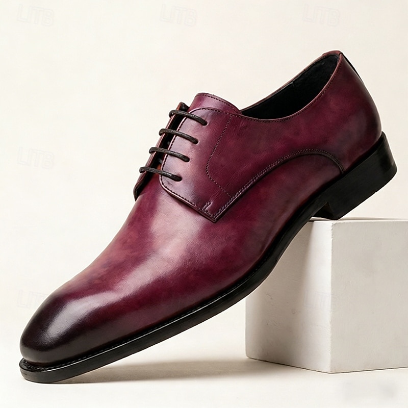 Men's Green Leather Derby Dress Shoes with Black-Toe Gradient Finish, Lace-Up Formal Oxfords for Stylish Men, Ideal for Business, Weddings, Parties and Evening Events 2026 - $94.99 –P4