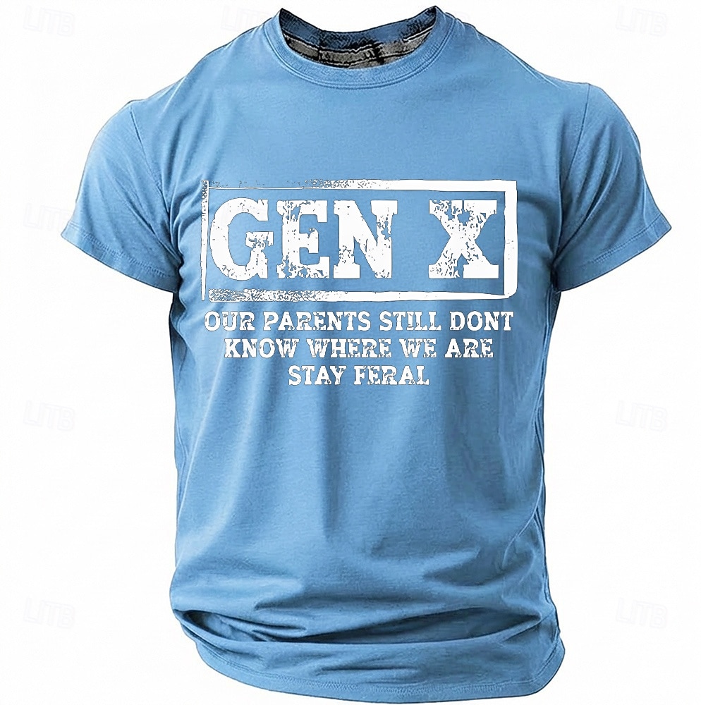 Maglietta sarcastica e umoristica da uomo con scritta divertente "stay feral" stile gen x, retrò anni '70 '80, grafica, girocollo, maniche corte, streetwear quotidiano, casual, regalo per la festa del del 2026 a $18.99 –P3