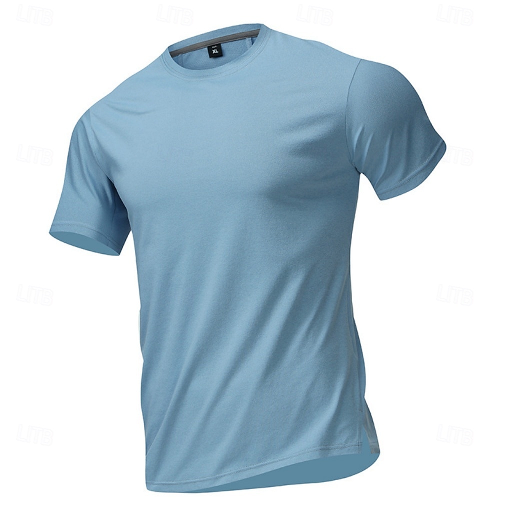 Men's T Shirt Short Sleeve Shirt Tee Top Short Sleeve Crew Neck Summer Spring Solid Color Streetwear Stylish Leisure Quick Dry Slim Daily Vacation Sport Black Blue Grey Top Tee for Men 2026 - $22.99 –P12