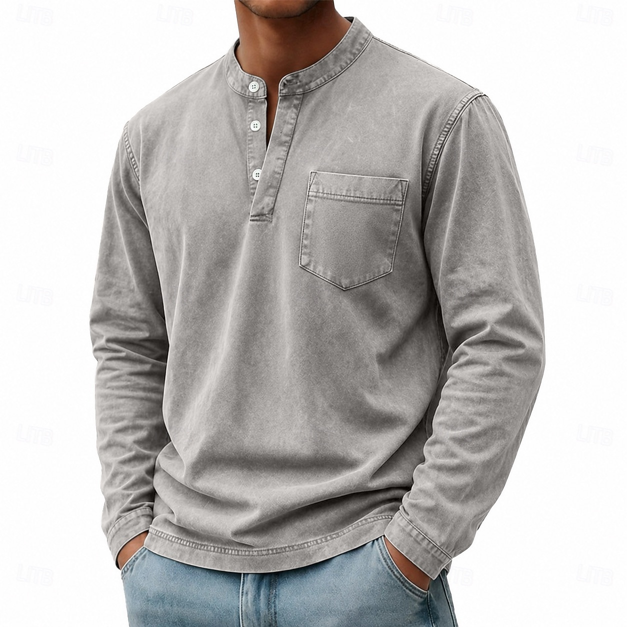 Homme Chemise Henley Chemise 100% coton délavée à l'acide T-shirt manche longue Vintage Rétro Vintage Occasionnel Le style rétro Lavé Henley Occasionnel Printemps Automne Toutes saisons Marron fonc de 2026 ? $31.99 –P15