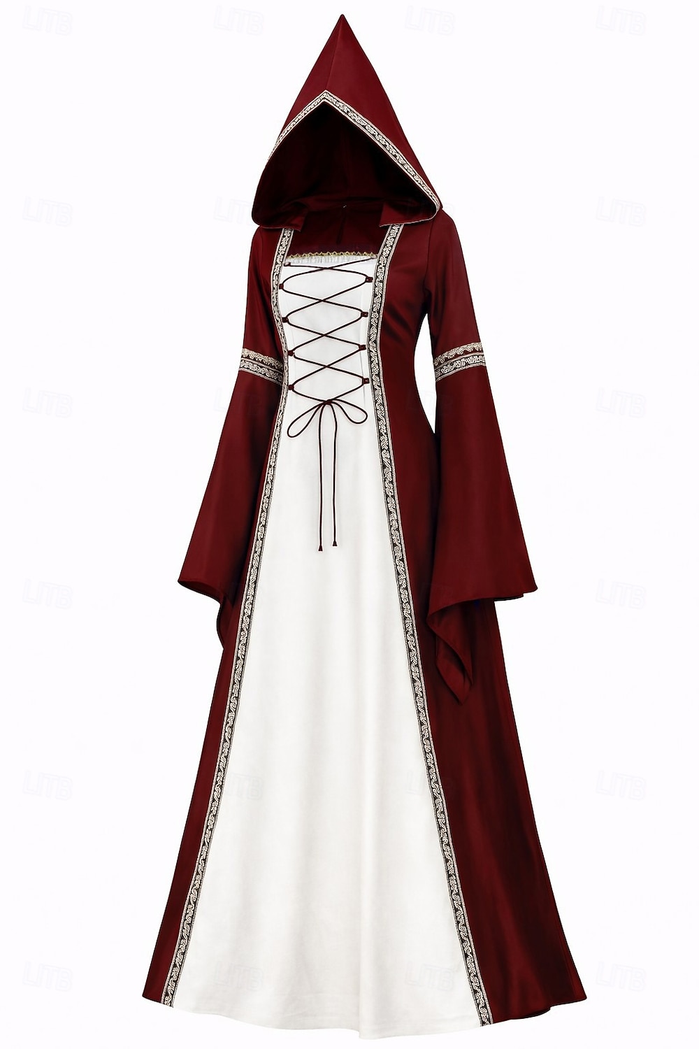 Medieval Renacimiento Vestidos Disfraz de lujo Bruja Vikingo Disfraz Mujer Celta Fantasía Víspera de Todos los Santos Carnaval Rendimiento LARP Feria Ren Adulto Vestido 2026 - $46.99 –P6