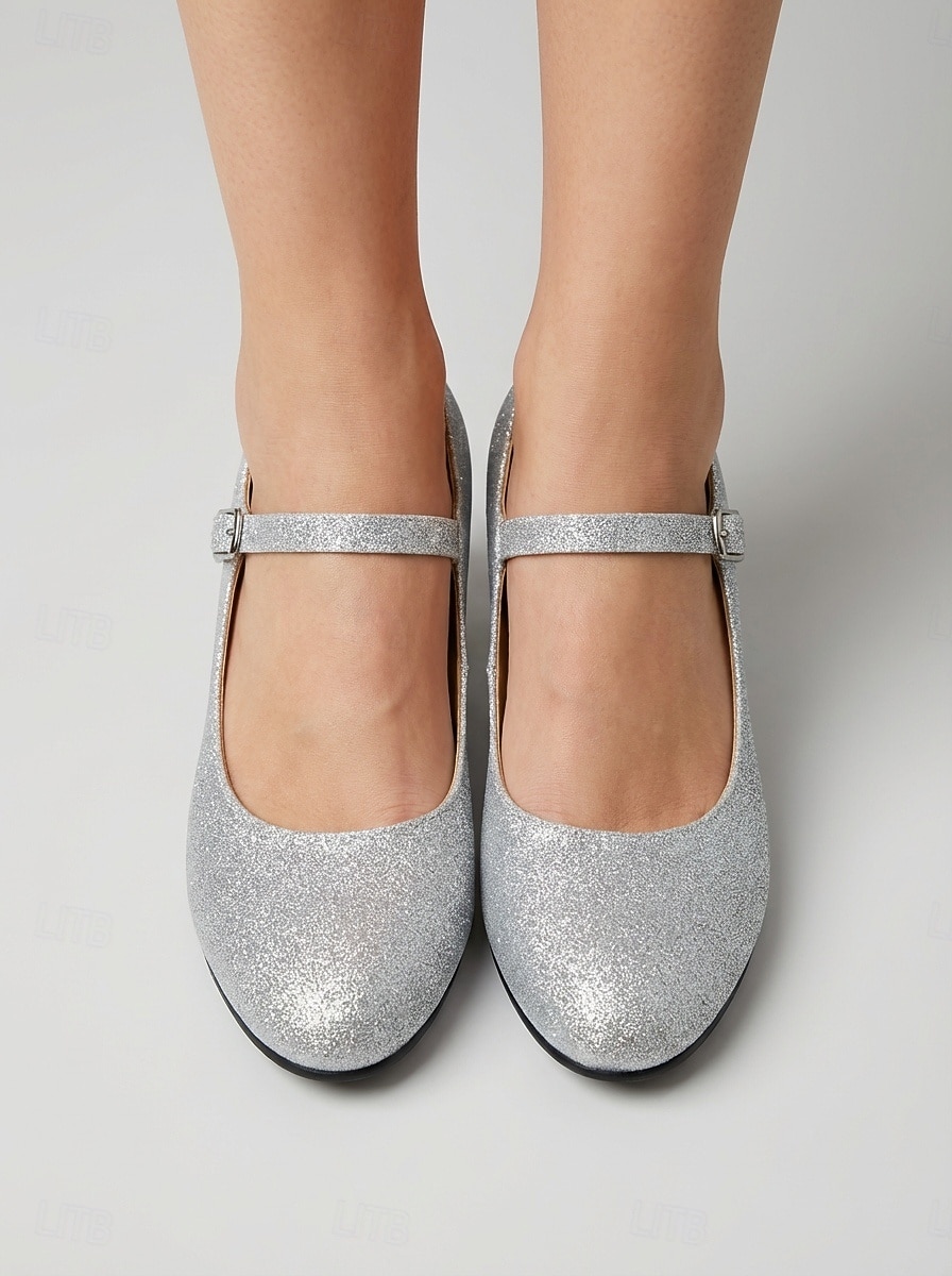 Women's Silver Glitter Ballroom Dance Shoes – Classic Mary Jane Standard Dance Heels 2026 - $32.99 –P3