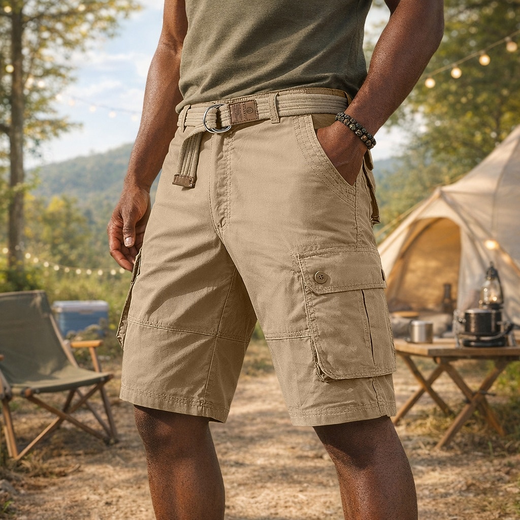 Herr Cargobyxor Cargo-shorts Shorts Casual shorts Ficka Elastisk midja Slät Knelängd Ledigt Utomhus Streetwear Mode Streetwear 다크 카키 Svart Oelastisk 2026 - $26.99 –P1