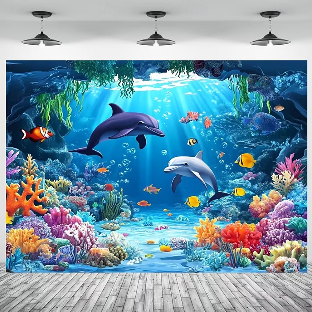 Onderwaterwereld, kleurrijke tropische vissen, koraalrif, zonlicht, blauw water, natuur, wandtapijt, achtergrond voor slaapkamer, woonkamer, kinderkamer, huisdecoratie, muurkunst 2026 - $20.99 –P4