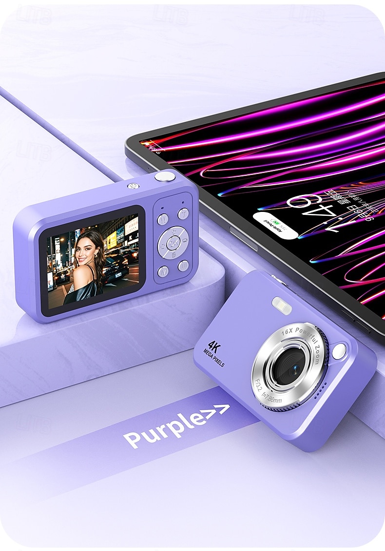 Câmera digital 4K para fotografia, 64MP, com foco automático, ideal para vlogs no YouTube, zoom de 16x, compacta, perfeita para estudantes, iniciantes e adolescentes. Câmera portátil do tipo "apontar de 2026 por $44.99 –P15