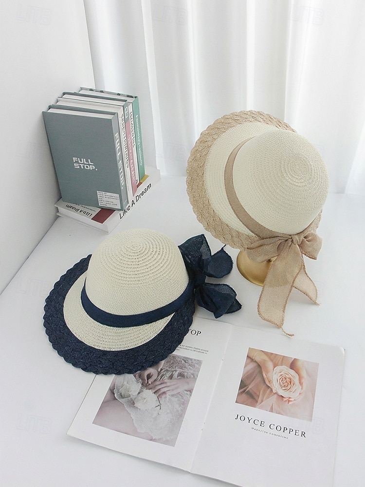 Sombrero de paja bohemio para mujer, ala ancha, varios colores, decoración con lazo, sombrero de playa ligero para verano, vacaciones, ropa informal para exteriores 2026 - $14.99 –P7
