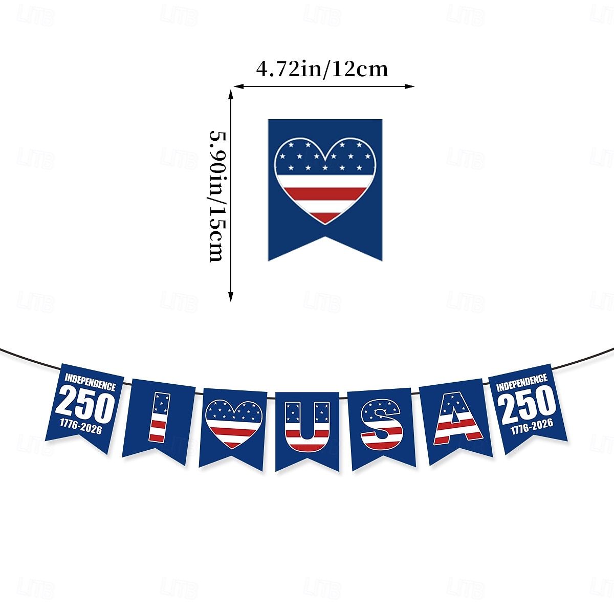 5 db-os csomag az USA 250. évfordulójának zászlófüzérére, függetlenség napjára, hazafias amerikai zászló partidekoráció, 1776-2026, piros-fehér &kék, születésnap &nyári ünnepség 2026 - $16.99 –P7