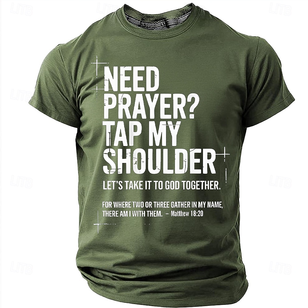 Pánská biblická potřebujete modlitbu klepněte mi na rameno Matouš 18 20 biblický verš křesťanské náboženské víry outreach T tričko grafické volnočasové krátký rukáv církevní oblečení ministerstva 2026 - $19.99 –P8