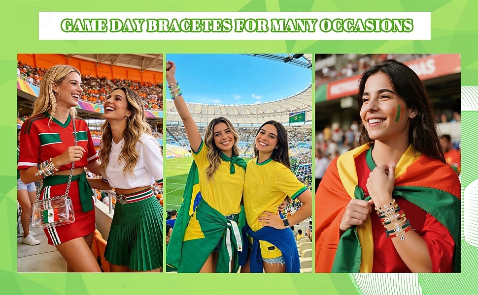 Conjunto de pulseiras para fãs de futebol, inspiradas na Copa do Mundo, com contas e pingentes de futebol. Adoro futebol! Joias ajustáveis para crianças apaixonadas por futebol. &adultos de 2026 por $11.99 –P1