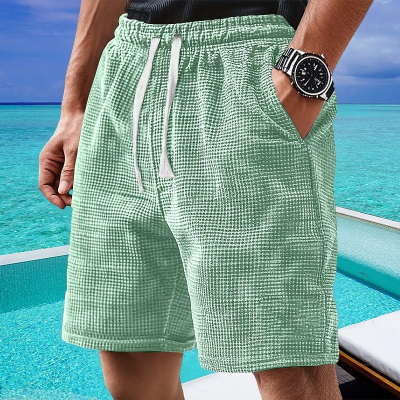 Męskie Szorty waflowe Szorty Letnie szorty Szorty na co dzień Ściągana na sznurek Kieszeń Elastyczny pas Równina Komfort Oddychający Krótki Na zewnątrz Urlop Sportowy Codzienny Biały Jasnozielony 2026 - $21.99 –P4