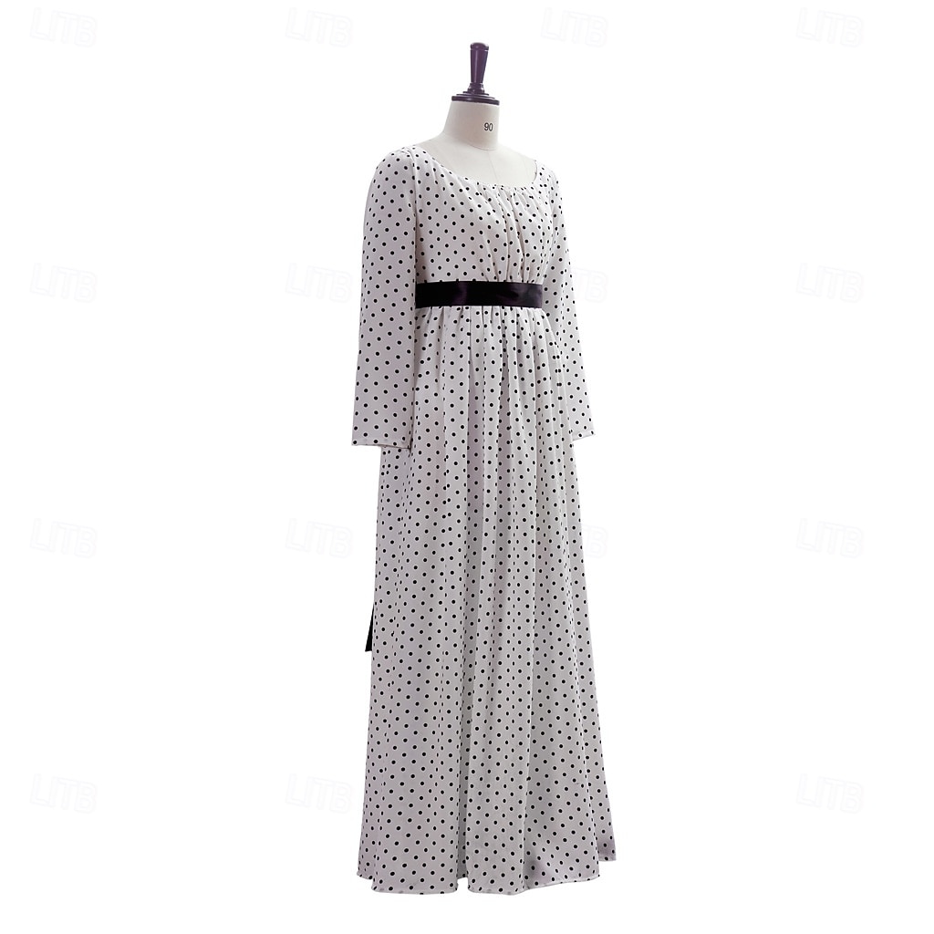 Medieval Renaissance Regency Period Floor Length Dress Princess Gentlewoman Noblewoman Polka Dot Scoop Neck Fancy Dress Women's Renaissance Fair LARP Adults' Dress 2026 - $69.99 –P2
