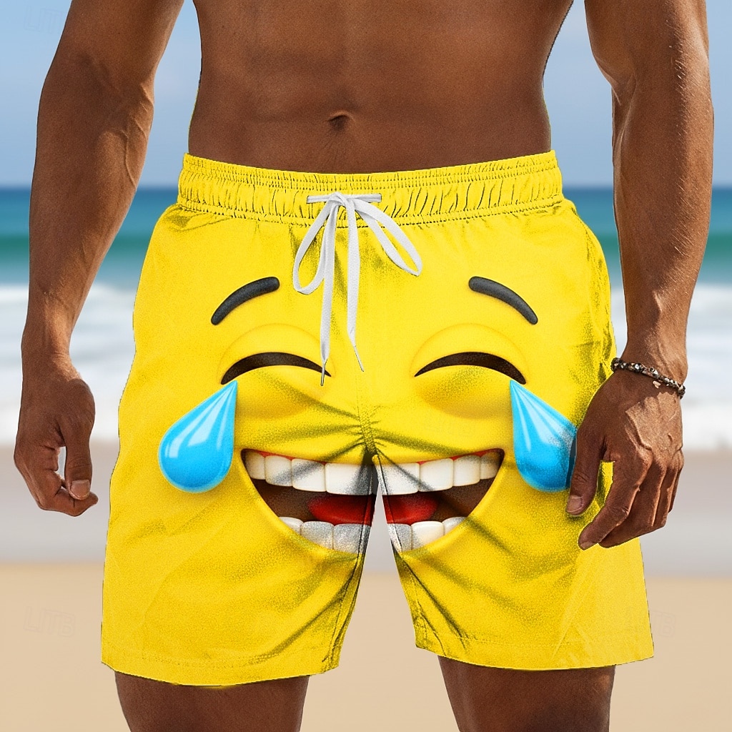 Voor heren 3D-cartoon Grappig Lach gezicht Lange zwembroeken Badpakken Zwembroeken Boardshorts Medium Taille Retro vintage Strandvakantie Zijzakken Mesh voering Elastische tailleband met trekkoord 2026 - $20.99 –P1