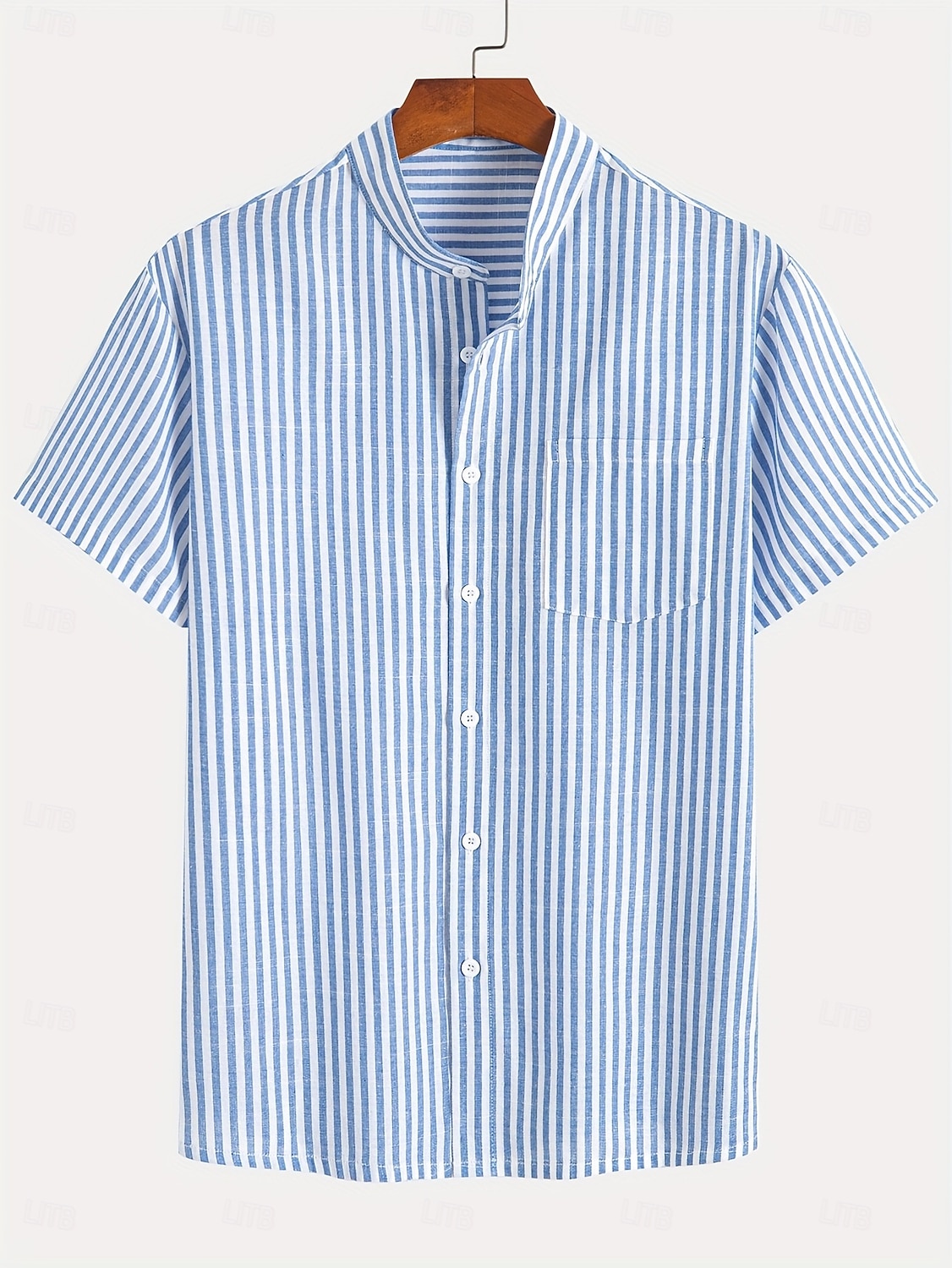 Hombre Camisa Camisa de lino Camisa de verano Camisa de playa Tiras verticales Casual Diario Azul Piscina Rosa Manga Corta Collar mandarín Verano Primavera Ropa 2026 - $26.99 –P1