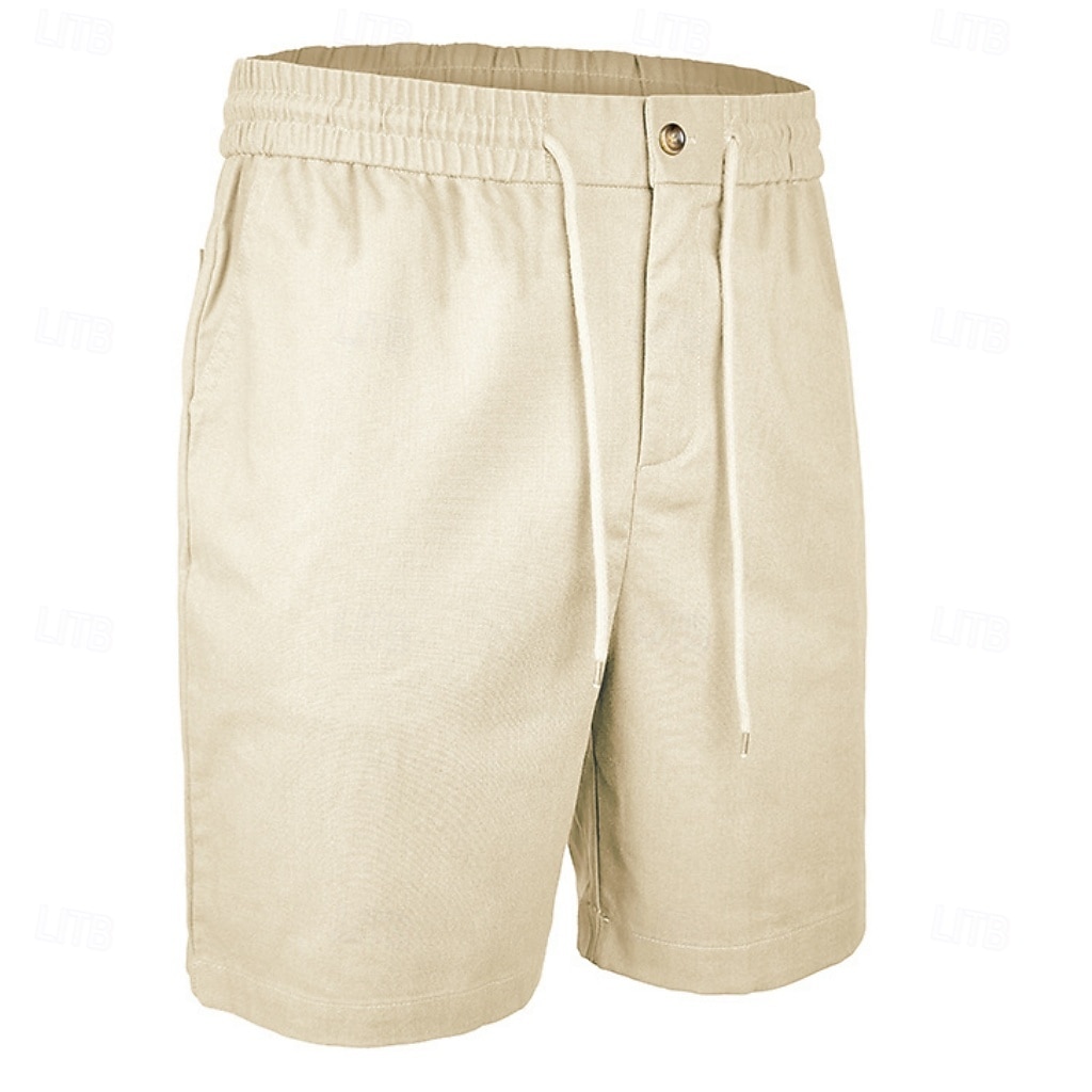 Men's Shorts Linen Shorts Summer Shorts Beach Shorts Drawstring Elastic Waist Plain Comfort Breathable Short Daily Outdoor Beach Vacation Fashion Blue Black Inelastic 2026 - $29.99 –P5