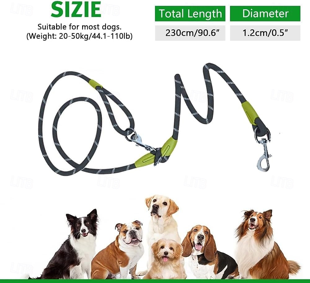 Set di guinzagli per cani a mani libere, guinzaglio a doppio uso vita/schiena con sezione regolabile, resistente, adatto per due cani, in nylon riflettente, robusto, guinzaglio da trekking elastico del 2026 a $28.99 –P4