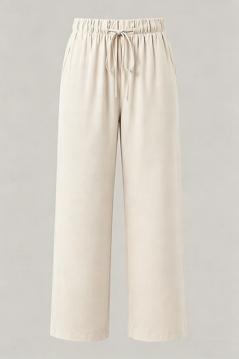 Mujer Pantalones Rectos Vacaciones Básico Longitud total Media cintura Comodidad Rígido Diario Negro Caqui Beige Café Verano Primavera Otoño 2026 - $32.99 –P11