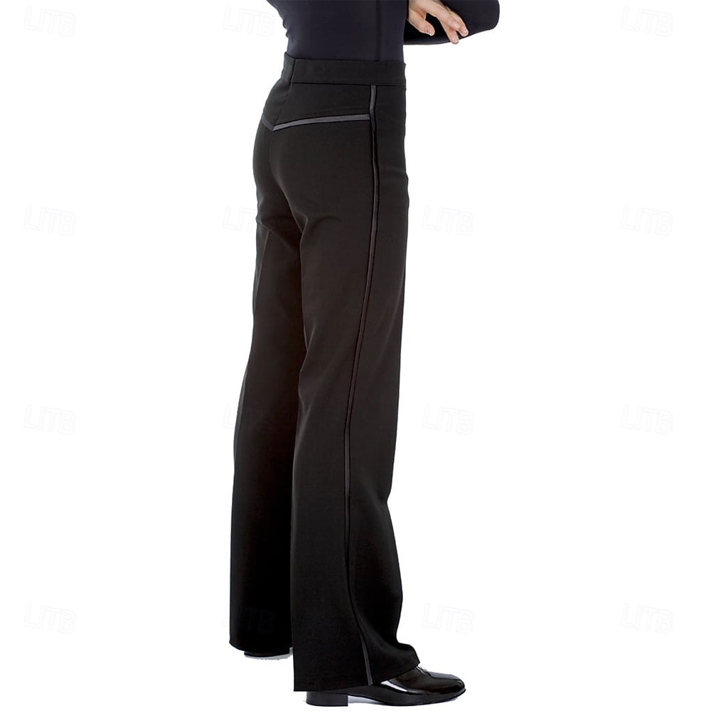 Pantaloni de dans latino pentru bărbați - talie înaltă cu bandă laterală din satin, pentru dans de salon, salsa &performanță profesională 2026 - $73.99 –P1