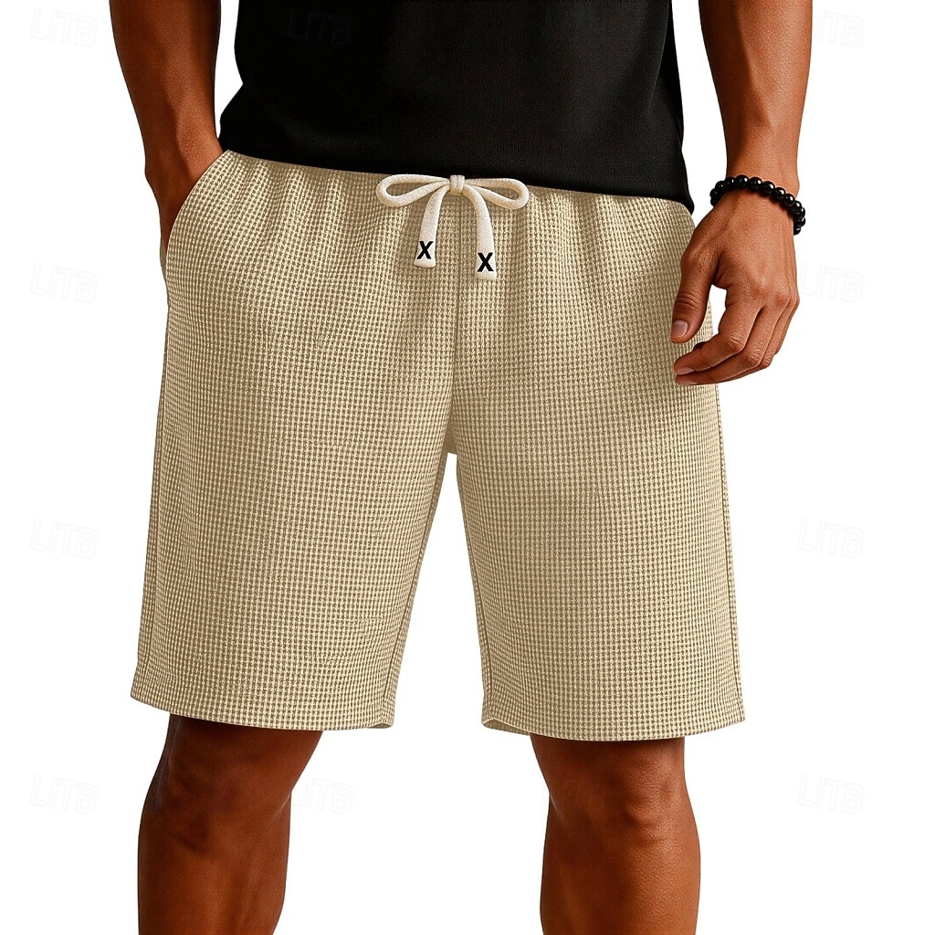 Herren Waffel-Shorts Shorts Sommershorts Freizeitshorts Patchwork Tasche Elastischer Bund Einfach Komfort Atmungsaktiv Knielang Lässig Outdoor Strand Urlaub Mode Blau Schwarz Mikroelastisch 2026 - $22.99 –P6