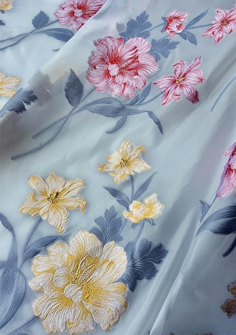 A-lijn Jurken Tot de enkel Over de knie Bruiloft gast jurk Moeder van de bruid jurk 3/4 mouw Overhemdkraag Elegant Vintage Formeel Bruiloft gast Semi formeel Organza Jacquard met Strik(ken) 2026 - $154.79 –P2