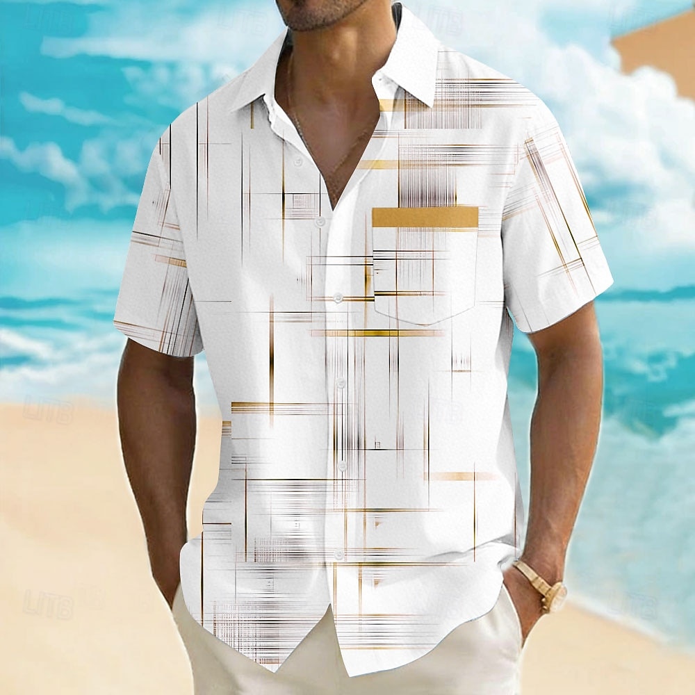 Per uomo Geometrico Sfumatura Linea Camicia Camicia Estiva Camicia con Bottoni Manica Corta Business Casual Quotidiano Lavoro Ferie Estate Primavera Collo ripiegato Stampa 3D Una tasca anteriore del 2026 a $25.99 –P3