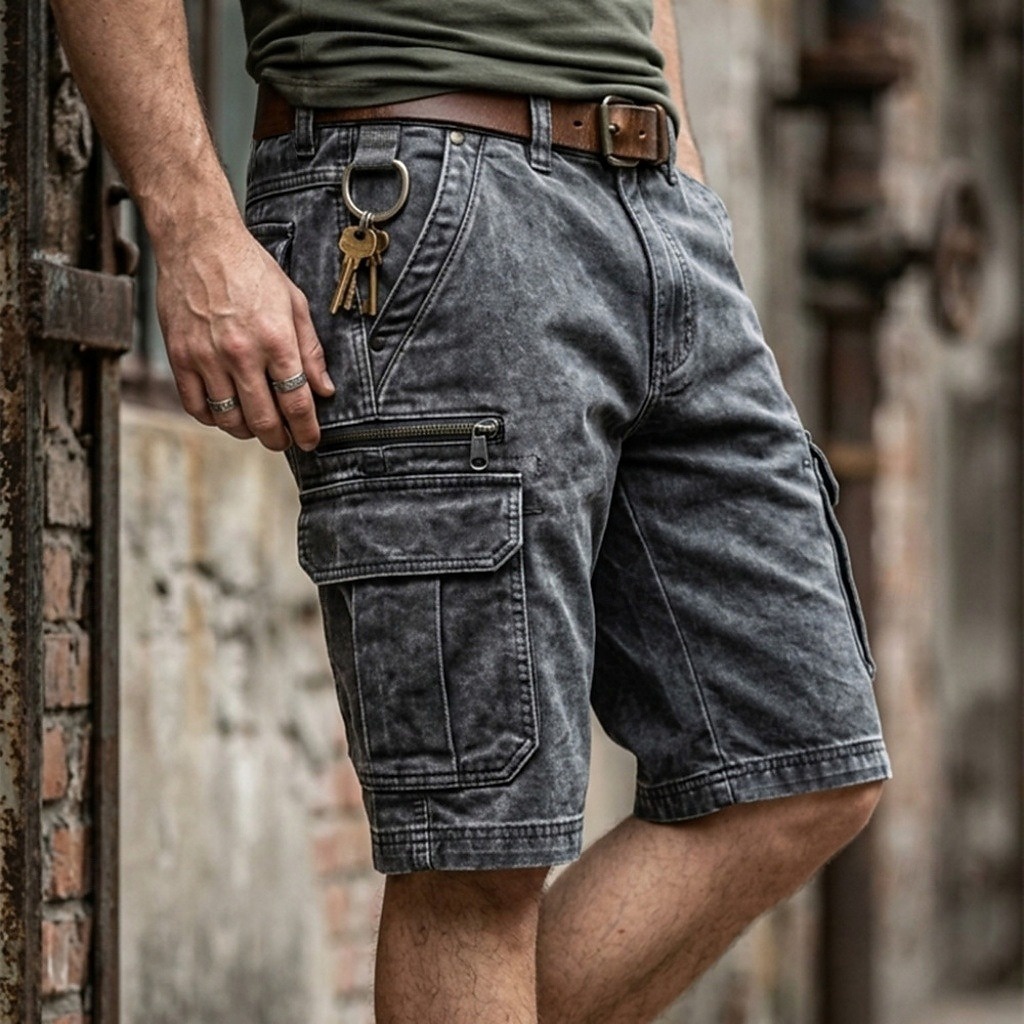 Pánské Náprsníkové kalhoty Šortky s kapsami Kraťasy Neformální šortky Kapsy Kapsa s klopou Bez vzoru Délka kolen Ležérní Venkovní Streetwear Módní Šik ven Vodní modrá Černá Neelastické 2026 - $53.99 –P9