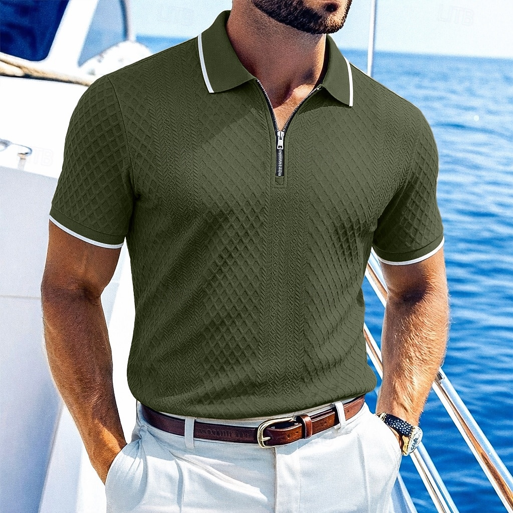 Miesten Polo Poolopaidat Kausaliteetti Katu Kauluskäänne Lyhythihainen Perus Moderni Geometrinen Tavallinen Kevyt Napit Kesä Kevät Loose Fit Musta Valkoinen Viini Laivaston sininen Tumman vihreä Khaki 2026 - $22.99 –P16