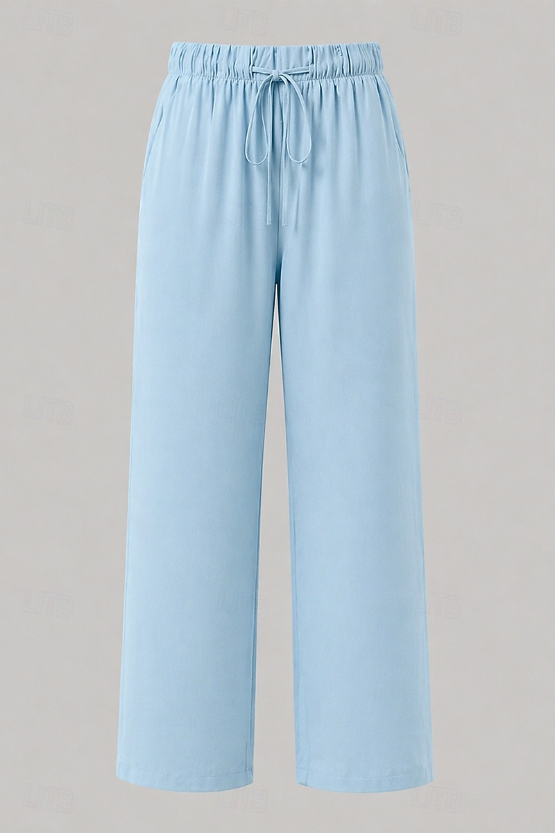 Mujer Pantalones Rectos Vacaciones Básico Longitud total Media cintura Comodidad Rígido Diario Negro Caqui Beige Café Verano Primavera Otoño 2026 - $32.99 –P3