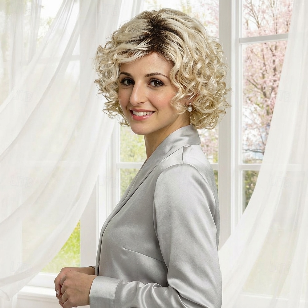 Elegant Curly Bob Synthetic Wig for Women - Platinum Blonde with Soft Curls and Natural Volume 2026 - $29.99 –P3
