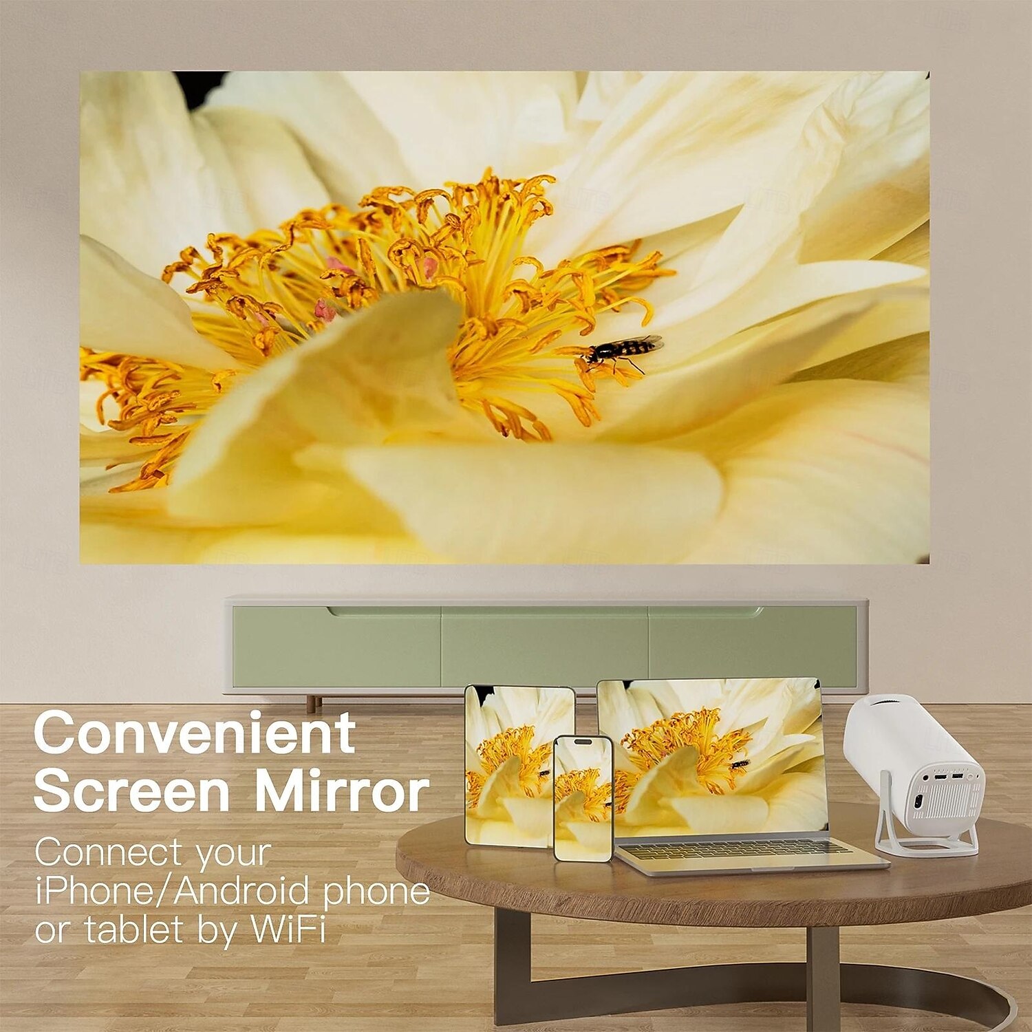 Smart Mini Projector with Android 11.0, WiFi 6 Bluetooth Portable Projector Support 1080P, 180 Degree Rotatable Movie Projector with Auto Keystone, Home Cinema Projector for iOS/Android/HDMI 2026 - $95.99 –P3