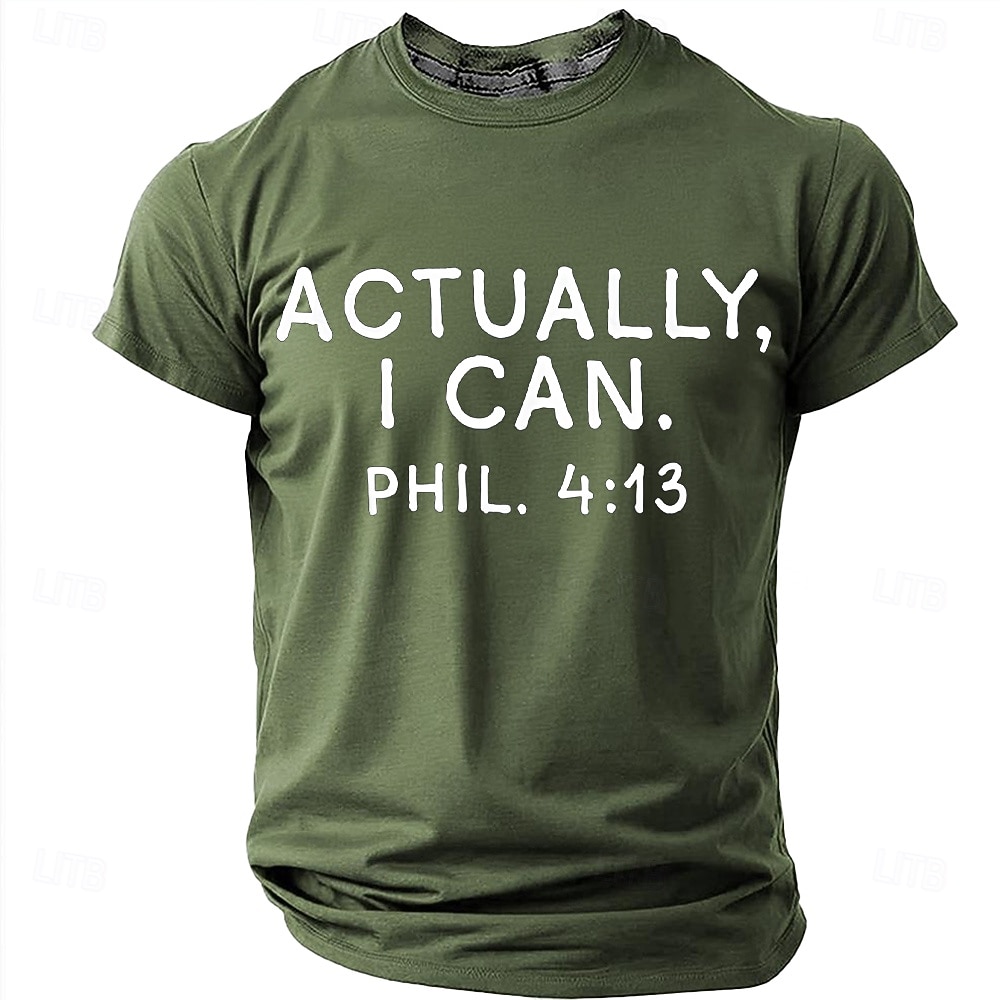 Men's Bible Actually I Can Phil 4 13 Bible Verse Inspirational Christian Faith Motivational T Shirt Graphic Casual Short Sleeve Church Wear Daily Gift Designer Clothing Apparel 2026 - $19.99 –P8