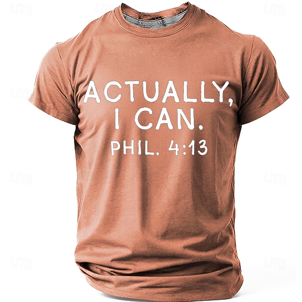 Men's Bible Actually I Can Phil 4 13 Bible Verse Inspirational Christian Faith Motivational T Shirt Graphic Casual Short Sleeve Church Wear Daily Gift Designer Clothing Apparel 2026 - $19.99 –P5
