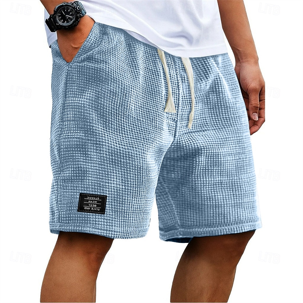 Муж. Вафельные шорты Летние шорты Пляжные шорты Повседневные шорты Кулиска Эластичная талия Сплошной цвет Комфорт Длина колена Повседневные на открытом воздухе Уличная одежда Отпуск Мода 2026 - $21.99 –P1