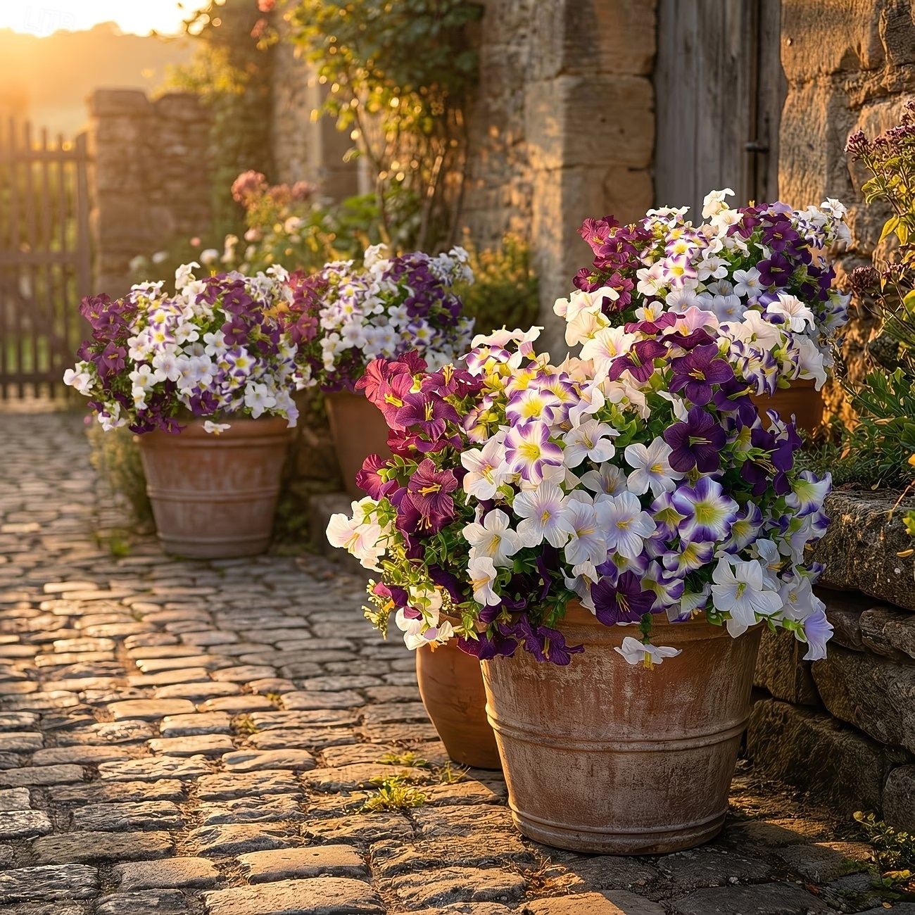 30 flores artificiales con margaritas en degradado de tres colores, perfectas para la decoración de jardines exteriores en primavera. &Decoración de temporada de verano, apta para uso 2026 - $14.99 –P10