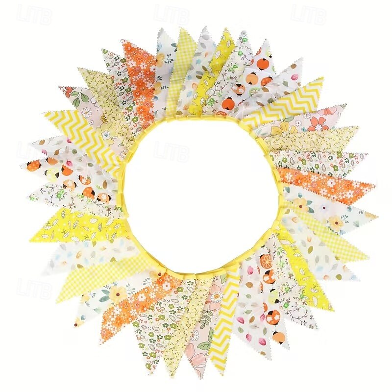 Bandeirinhas de tecido floral estilo campestre de 10m/393,7 polegadas, bandeirinhas de cordão para pendurar em ambientes internos e externos, bandeirinhas de puxar com estampa floral vintage para de 2026 por $24.99 –P9
