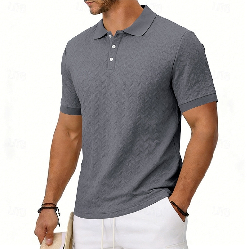 Men's Polo Polo Shirts Casual Street Lapel Short Sleeve Basic Modern Plain Lightweight Buttons Summer Spring Regular Fit Black White Khaki Dark Grey Army Green Polo 2026 - $21.99 –P3